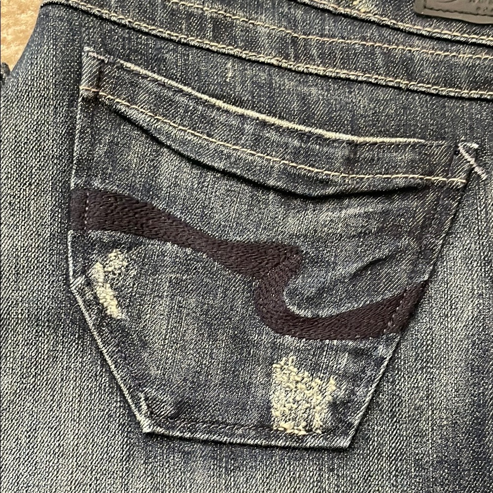 Women's Blue Distressed Jeans - Refuge 9 Long - Picture 2 of 5